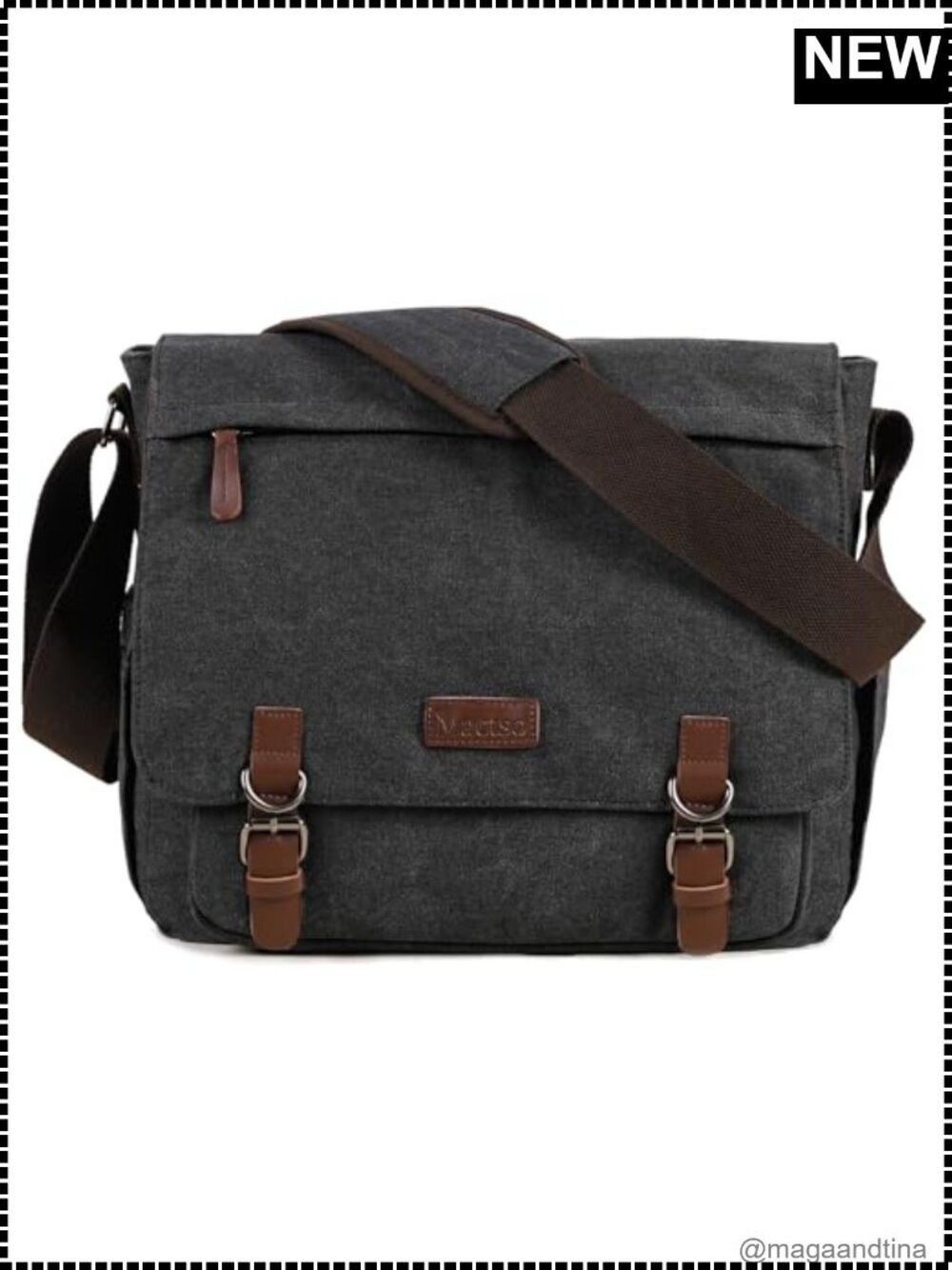 Vintage Messenger Bag 15.6 Inch Laptop Canvas Briefcase Travel Crossbody
